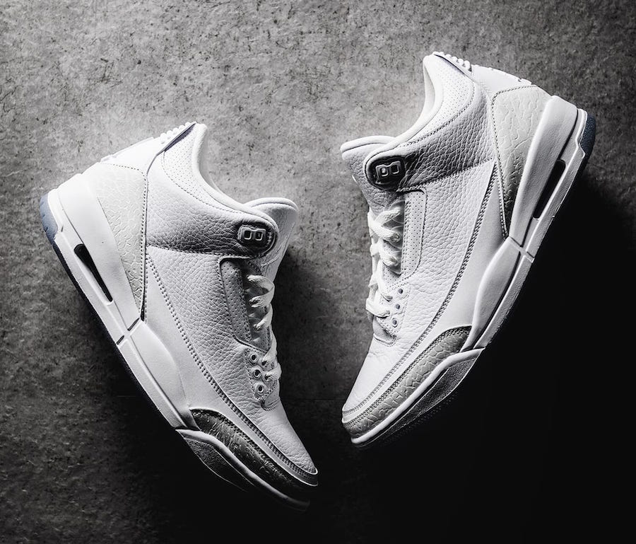 nike air jordan 3 pure white