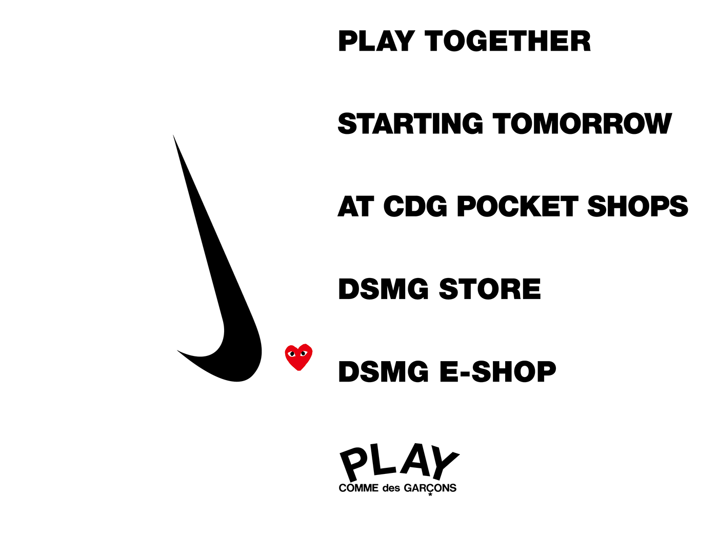cdg play x nike play together